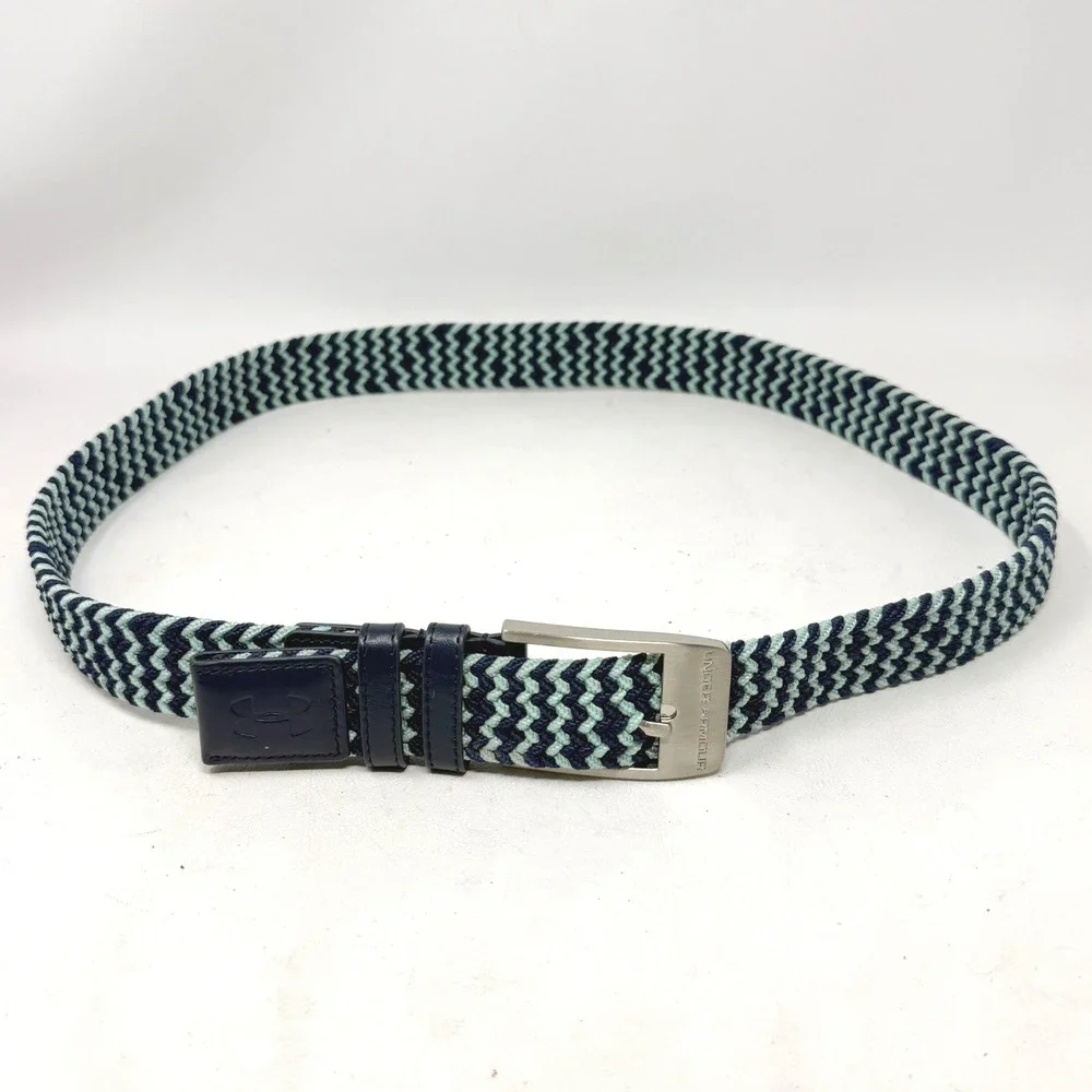 Under Armour Blue Green Stretch Golf Belt Zig Zag 1267067 Preppy Casual Hipster
